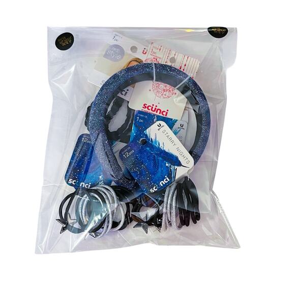 Starry Nights Hair Accessories Plush Glitter Beaded Headbands Elastics Moon Clip - Picture 2 of 4